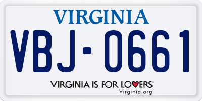 VA license plate VBJ0661