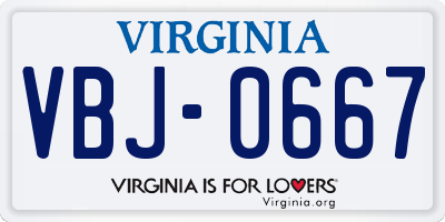 VA license plate VBJ0667