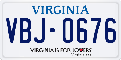 VA license plate VBJ0676