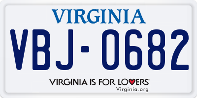 VA license plate VBJ0682
