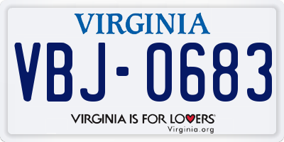 VA license plate VBJ0683