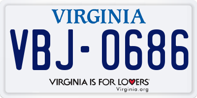 VA license plate VBJ0686
