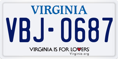 VA license plate VBJ0687