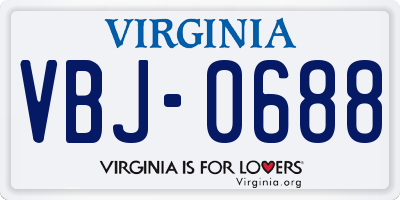 VA license plate VBJ0688