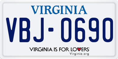 VA license plate VBJ0690