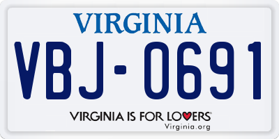 VA license plate VBJ0691