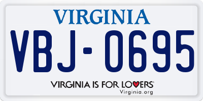 VA license plate VBJ0695