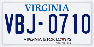 VA license plate VBJ0710