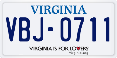 VA license plate VBJ0711