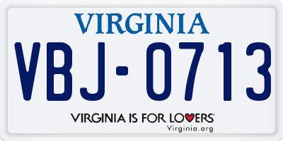 VA license plate VBJ0713