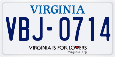 VA license plate VBJ0714