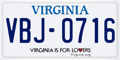 VA license plate VBJ0716