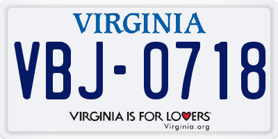 VA license plate VBJ0718