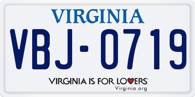 VA license plate VBJ0719