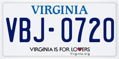 VA license plate VBJ0720