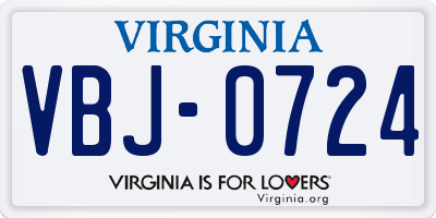 VA license plate VBJ0724