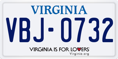 VA license plate VBJ0732