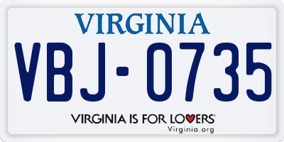 VA license plate VBJ0735