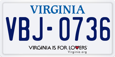 VA license plate VBJ0736