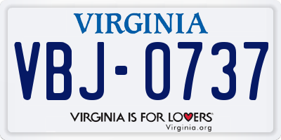 VA license plate VBJ0737
