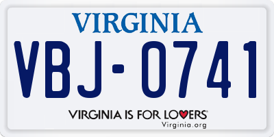 VA license plate VBJ0741