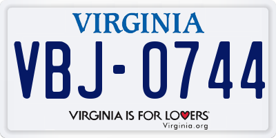 VA license plate VBJ0744