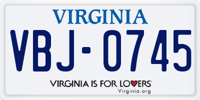 VA license plate VBJ0745