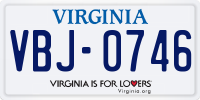 VA license plate VBJ0746