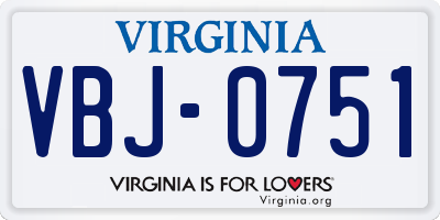 VA license plate VBJ0751