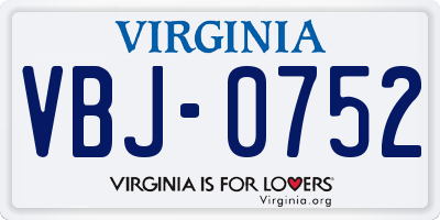 VA license plate VBJ0752