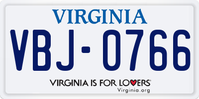 VA license plate VBJ0766