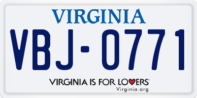 VA license plate VBJ0771