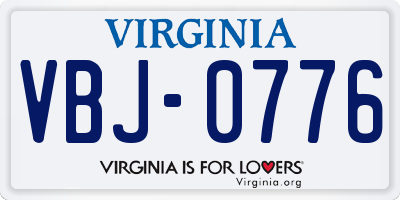 VA license plate VBJ0776