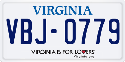 VA license plate VBJ0779