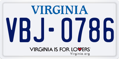 VA license plate VBJ0786