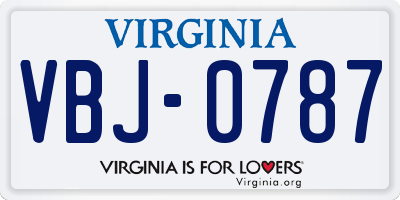 VA license plate VBJ0787