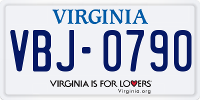 VA license plate VBJ0790