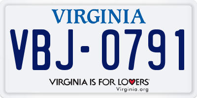 VA license plate VBJ0791