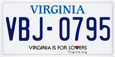 VA license plate VBJ0795