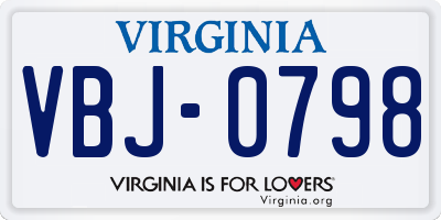 VA license plate VBJ0798