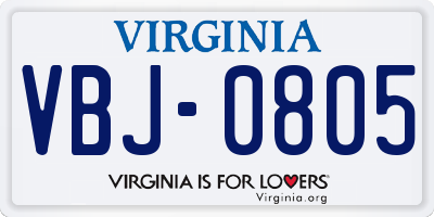 VA license plate VBJ0805