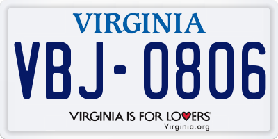 VA license plate VBJ0806