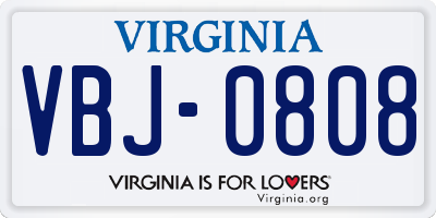 VA license plate VBJ0808
