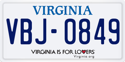 VA license plate VBJ0849