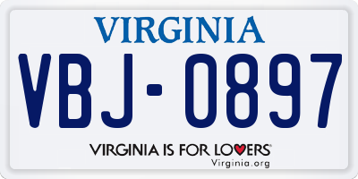 VA license plate VBJ0897
