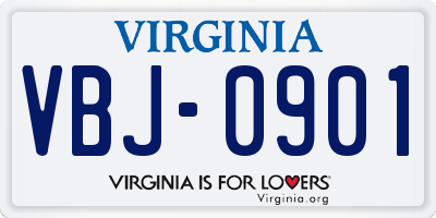 VA license plate VBJ0901