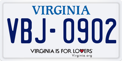VA license plate VBJ0902