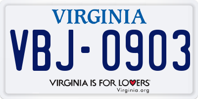 VA license plate VBJ0903