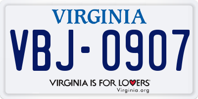 VA license plate VBJ0907