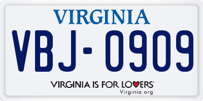 VA license plate VBJ0909
